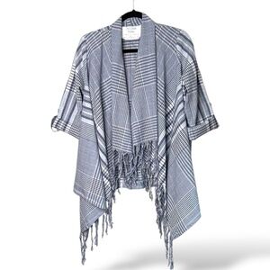 CALIFORNIA MOONRISE 100% Cotton Lightweight Plaid Poncho / Cardigan / Wrap Sz S